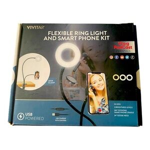 NWT- VIVITAR-FLEXIBLE RING LIGHT AND SMART  PHONE KIT